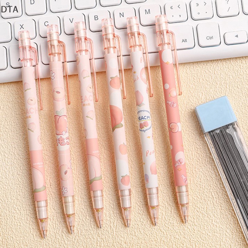dta-ดินสอกด-ลายการ์ตูนพีชน่ารัก-ขนาด-0-5-มม-พร้อมไส้ดินสอ-เครื่องเขียน-สําหรับนักเรียน