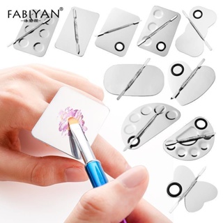 ●แหวนพาเลท● Faberyan จานสีสเตนเลส ปรับขนาดได้ สําหรับแต่งเล็บ ผสมรองพื้น ลิปสติก