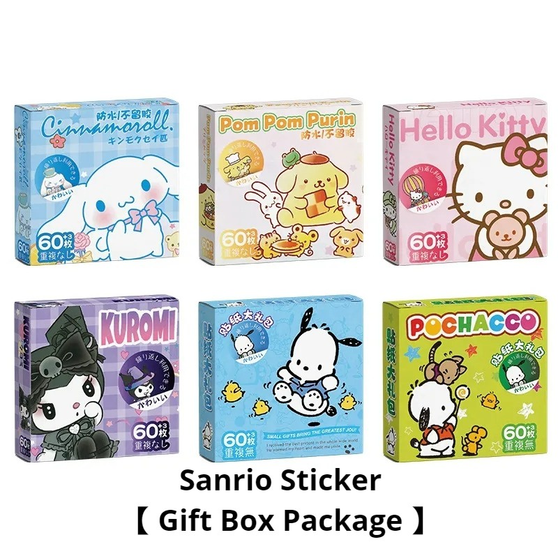 sanrio-สติกเกอร์-ลายการ์ตูน-hello-kitty-cinnamon-pom-pom-kuromi-น่ารัก-สําหรับตกแต่งสมุดโน้ต-60-ชิ้น-ต่อกล่อง
