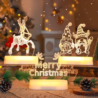 โคมไฟ LED จี้ต้นคริสต์มาส / โคมไฟตกแต่งตัวอักษร Merry Christmas DIY / เครื่องประดับปาร์ตี้ หน้าต่างบ้าน