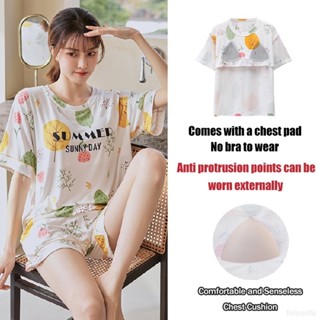 ชุดนอน เสื้อยืด แขนสั้น ผ้าฝ้าย แบบบาง ระบายความร้อน แบบเรียบง่าย แฟชั่นฤดูร้อน สําหรับผู้หญิง