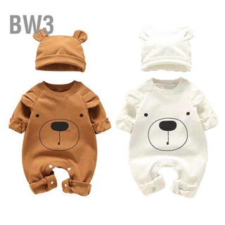 BW3 ชุดจั๊มสูทสำหรับเด็กทารกเด็กผู้หญิงลายการ์ตูนหมีน่ารักระบายอากาศนุ่มพร้อมปุ่มสแน็ป
