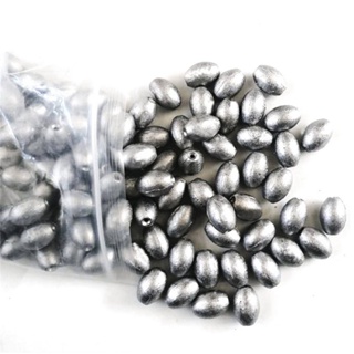 50 Pieces Egg Fishing Sinkers Weights Assortment Lead Oval Shape Bottom
