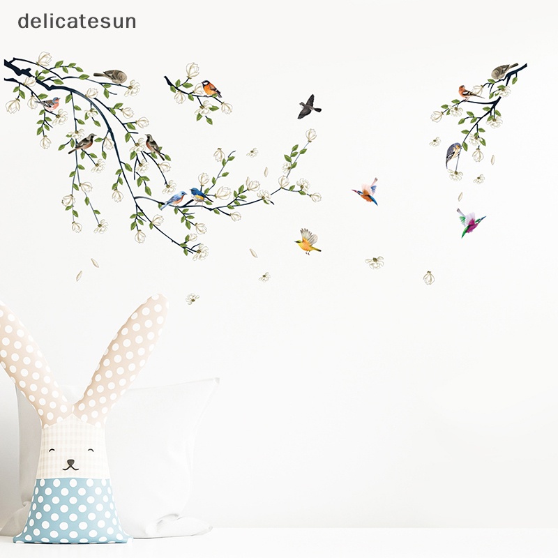 delicatesun-4-ชิ้น-เซต-แมกโนเลีย-ดอกไม้-กิ่งไม้-สติกเกอร์ติดผนัง-นก-สติกเกอร์ติดผนัง-ตกแต่งบ้าน-ห้องนั่งเล่น-ห้องนอน-วอลล์เปเปอร์-มีกาวในตัว-ดี