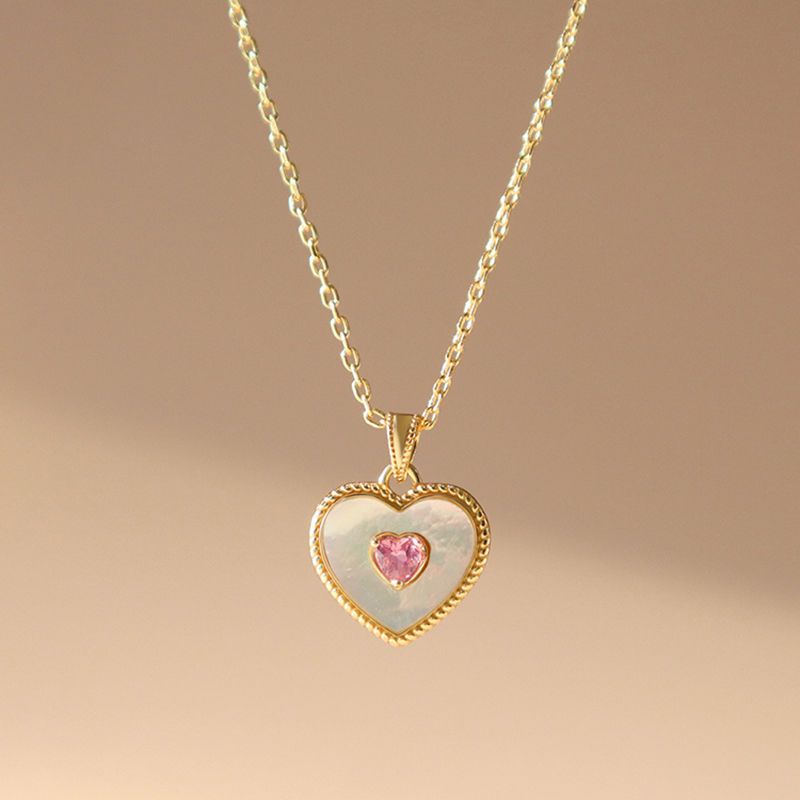 สร้อยคอโซ่เงิน-925-จี้รูปหัวใจ-สีชมพู-สีขาว-สําหรับผู้หญิง