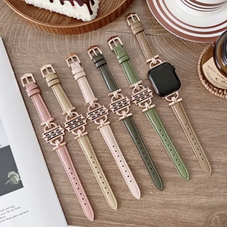 สายนาฬิกาข้อมือหนัง แบบบาง สําหรับ Smart Watch Band 41 มม. 45 มม. 40 มม. 44 มม. 38 มม. 42 มม. Series 8 7 SE 6 5 4 3 2