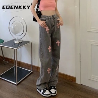 EOENKKY กางเกงขายาว กางเกงยีสน์ผู้หญิง ทรงหลวม ๆ ตรง Retro Hip Hop Pants 2023 NEW Style  สบาย Korean Style ทันสมัย สวยงาม A27L0E4 36Z230909