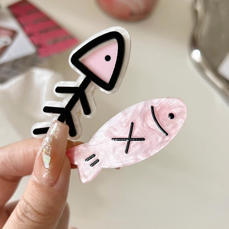 กิ๊บติดผมโลหะ-รูปก้างปลาน่ารัก-สีชมพู-แฟชั่นสําหรับผู้หญิง
