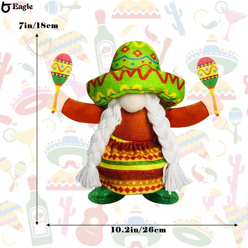 จัดส่ง-24-ชั่วโมง-ตุ๊กตาโนม-cinco-de-mayo-gnomes-fiesta-ขนาด-6-7x3-14-นิ้ว-สําหรับเม็กซิกัน-taco-tuesday