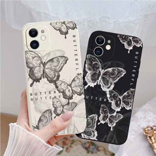 เคสโทรศัพท์มือถือ แบบใส ลายผีเสื้อ สีดํา และสีขาว สําหรับ Realme 10 C55 C35 Narzo 50A Prime 50i C33 C31 C30 C21Y C25Y C21 C20 C20A C11 C2 C15 9 9i 8i 8 7i 7 6 pro GNCMF