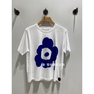 เสื้อยืดแขนสั้น ผ้าฝ้าย พิมพ์ลายดอกไม้ Marimekko Vaikutus Unikko