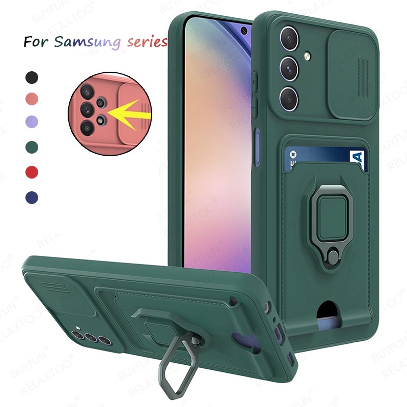 slot-card-cover-camera-lens-protect-slide-window-shockproof-armor-card-pocket-holder-case-for-samsung-galaxy-a14-a34-a54-a23-a13-a53-a73-4g-5g