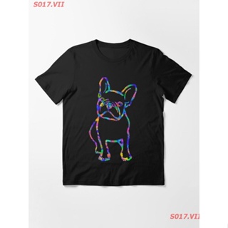 【hot sale】S017.VII การ์ตูนตลก Colorful Frenchie | Bulldog T-shirt Essential T-Shirt  เสื้อยืดคู่รัก ลูกสุนัข