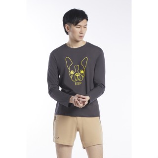 ESP เสื้อทีเชิ้ตแขนยาวลายเฟรนช์ชี่ ผู้ชาย สีดำ | Long Sleeve Frenchie T-Shirt | 3860