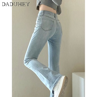 DaDuHey🎈 (7 Colors) Womens Skinny Flare Jeans High Waist Slim All-Match 2022 New Elastic Small Fishtail Bootcut Jeans Pants