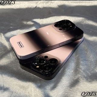 เคสโทรศัพท์มือถือแบบแข็ง กันกระแทก ไล่โทนสีชมพู ดํา สําหรับ Iphone 11 13 14promax 12 7 8p QDQN