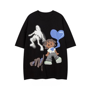เสื้อยืดแขนสั้นลําลอง ขนาดใหญ่ เข้ากับทุกการแต่งกาย สไตล์ฮ่องกง แฟชั่นคู่รัก 2023