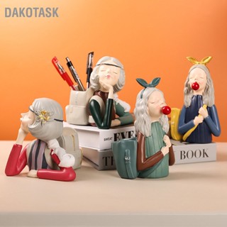  DAKOTASK หม้อแปรงที่ใส่ปากกาคอนเทนเนอร์สาวน่ารักจัดแต่งทรงผมเครื่องประดับตกแต่งเดสก์ท็อปงานฝีมือเรซิน