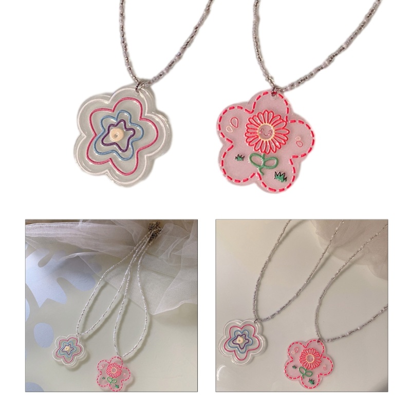 สร้อยคอลูกปัด-รูปดอกไม้-สีน้ํามัน-สไตล์โบฮีเมียน-สําหรับเด็กผู้หญิง