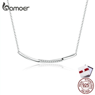 BAMOER Smile Pendant Necklace For Women Girl 925 Sterling Silver