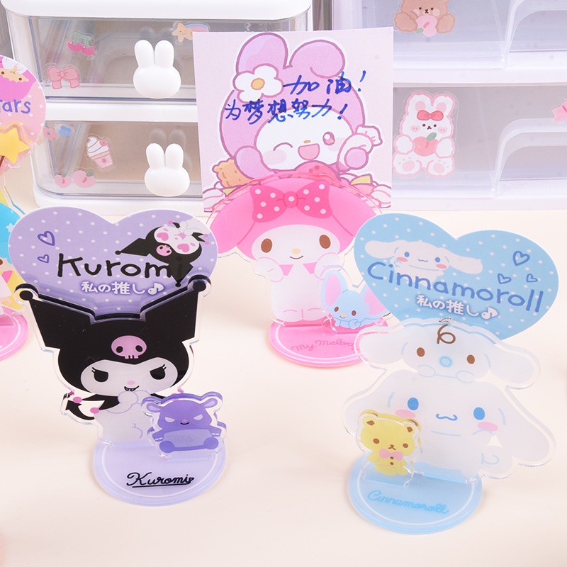 คลิปหนีบกรอบรูปอะคริลิค-ลายการ์ตูน-sanrio-kuromi-cinnamoroll-สําหรับตกแต่งโต๊ะ