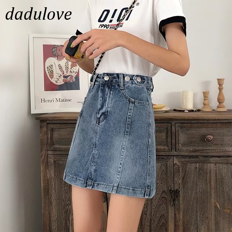 dadulove-new-korean-version-of-ins-retro-washed-denim-skirt-niche-high-waist-a-line-skirt-large-size-bag-hip-skirt