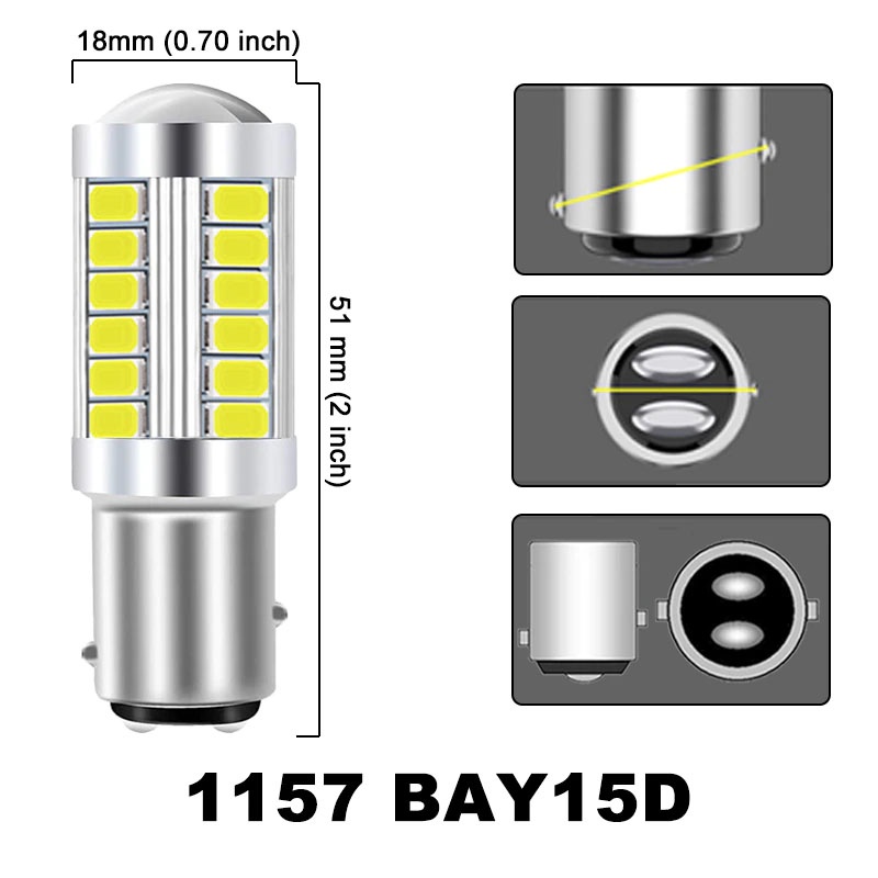 หลอดไฟท้ายรถยนต์-led-drl-py21w-p21-5w-1156-ba15s-1157-bay15d-สําหรับหลอดไฟเลี้ยวรถยนต์-12v-33smd-7000k-1-ชิ้น