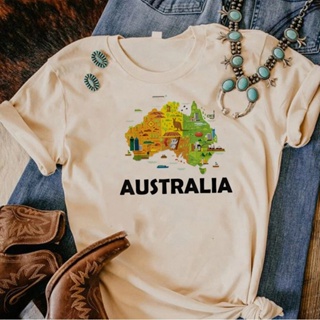 เสื้อยืด ลายการ์ตูนออสเตรเลีย แนวสตรีท ตลก สําหรับผู้หญิง