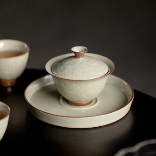 [Huayun] ถ้วยชาเซรามิค เคลือบน้ําผึ้ง ลายดอกโบตั๋น พร้อมฝาปิด ของใช้ในครัวเรือน [A026]