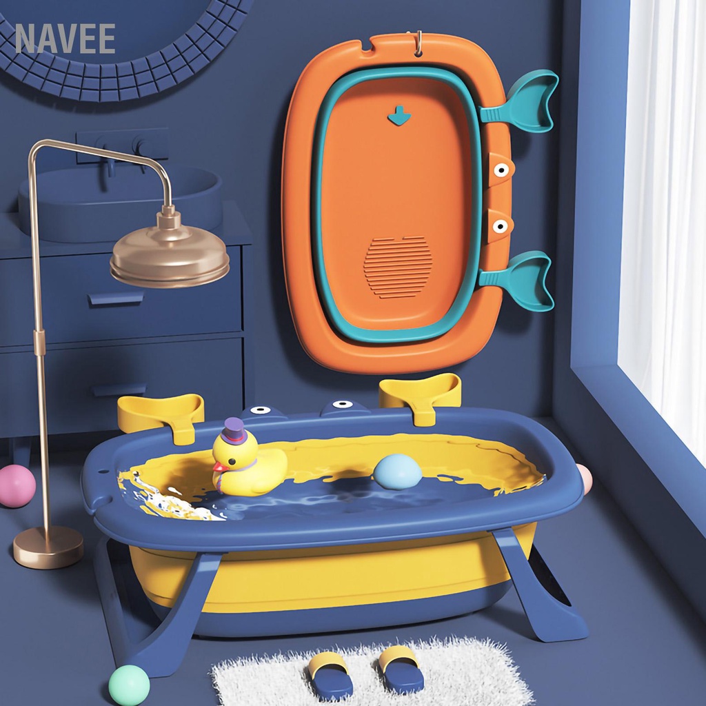 navee-อ่างอาบน้ำเด็กพับได้แบบพกพาป้องกันการลื่นไถล-จัดเก็บง่าย-อ่างอาบน้ำเด็กแรกเกิดพร้อมช่องเก็บของสำหรับทารกแรกเกิด