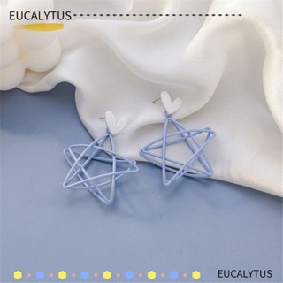 Eutus ต่างหู รูปดาว ท้องฟ้า สีฟ้า กลวง เครื่องประดับ สําหรับผู้หญิง