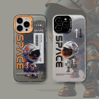 เคสโทรศัพท์มือถือ TPU ชุบเงิน สองชั้น ลายการ์ตูนนักบินอวกาศ สําหรับ iPhone 14 Pro max Apple 13 12