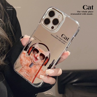เคสโทรศัพท์มือถือแบบกระจกใส ลายการ์ตูนแมว สําหรับ Iphone 14 11 12 13 PRO MAX AT0526