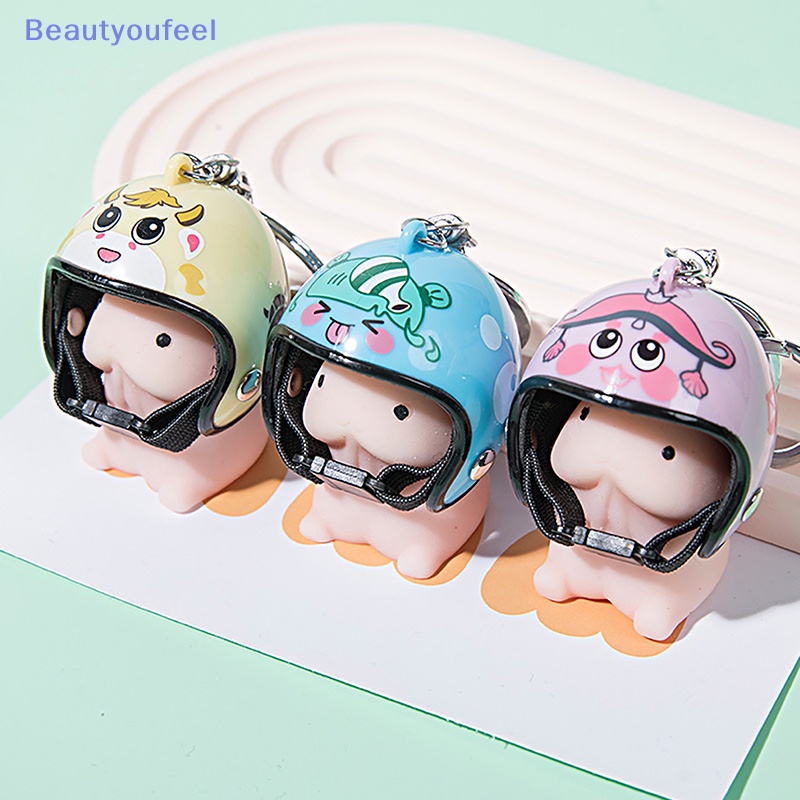beautyoufeel-พวงกุญแจของเล่นบีบกด-รูปหมวกกันน็อค-mochi-dingding-น่ารัก-สําหรับเล่นตลก-คลายเครียด