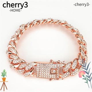 Cherry3 สร้อยข้อมือ กว้าง 12 มม. ประดับเพชร สไตล์ฮิปฮอป