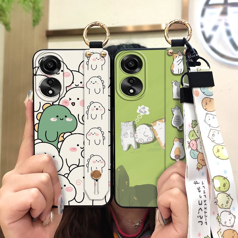 ring-cute-phone-case-for-oppo-a78-4g-durable-cartoon-protective-wristband-dirt-resistant-kickstand-waterproof-soft-case