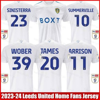 เสื้อกีฬาแขนสั้น ลายทีมชาติฟุตบอล Leeds United Jersey Sinisterra Harrison James Summerville Wober 2023-2024 พลัสไซซ์