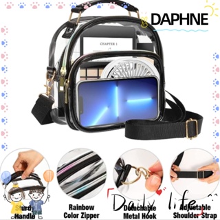 Daphne กระเป๋า PVC แบบใส กันน้ํา มีซิป สีพื้น แฟชั่นสําหรับผู้หญิง นักเรียน