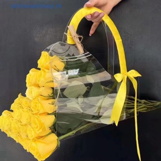 Alittlese กล่องดอกไม้ใส พร้อมหูหิ้ว แบบพกพา สําหรับใส่ของขวัญ งานแต่งงาน ปาร์ตี้