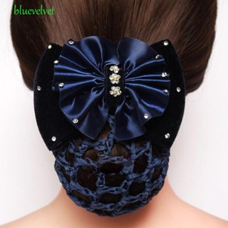 Bluevelvet เครื่องประดับผม ผ้าซาติน ประดับโบว์ พลอยเทียม