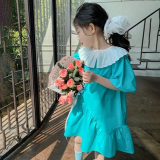 ชุดเดรสเจ้าหญิง แขนสั้น คอตุ๊กตา ถอดออกได้ สไตล์เกาหลี แฟชั่นฤดูร้อน สําหรับเด็กผู้หญิง อายุ 3-8 ปี