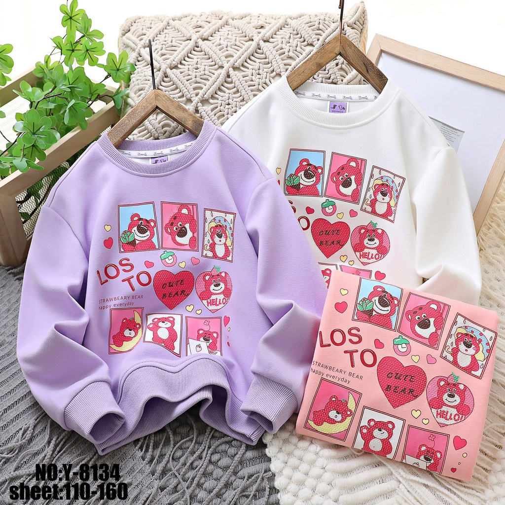 new-childrens-sweater-leisure-style-love-strawberry-bear-girls-blouse-baby-long-sleeved-cotton-lovely-wind-sweater