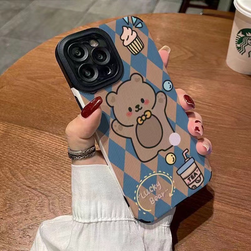 เคสโทรศัพท์มือถือหนังแกะ-แบบนิ่ม-ลายหมี-สําหรับ-iphone-11pro-max-14-promax-11-12-13-6-7-8plus-x-max-15promax