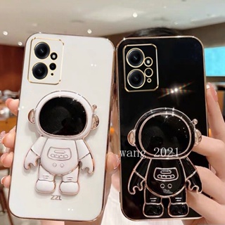 Plating Astronaut Stand Phone Case for Redmi Note12 Note 12S Note 12 Pro+ Plus 4G 5G เคส Luxury Electroplating Square Casing Redmi Note12 4G Camera Lens Protective Soft Case เคสโทรศัพท