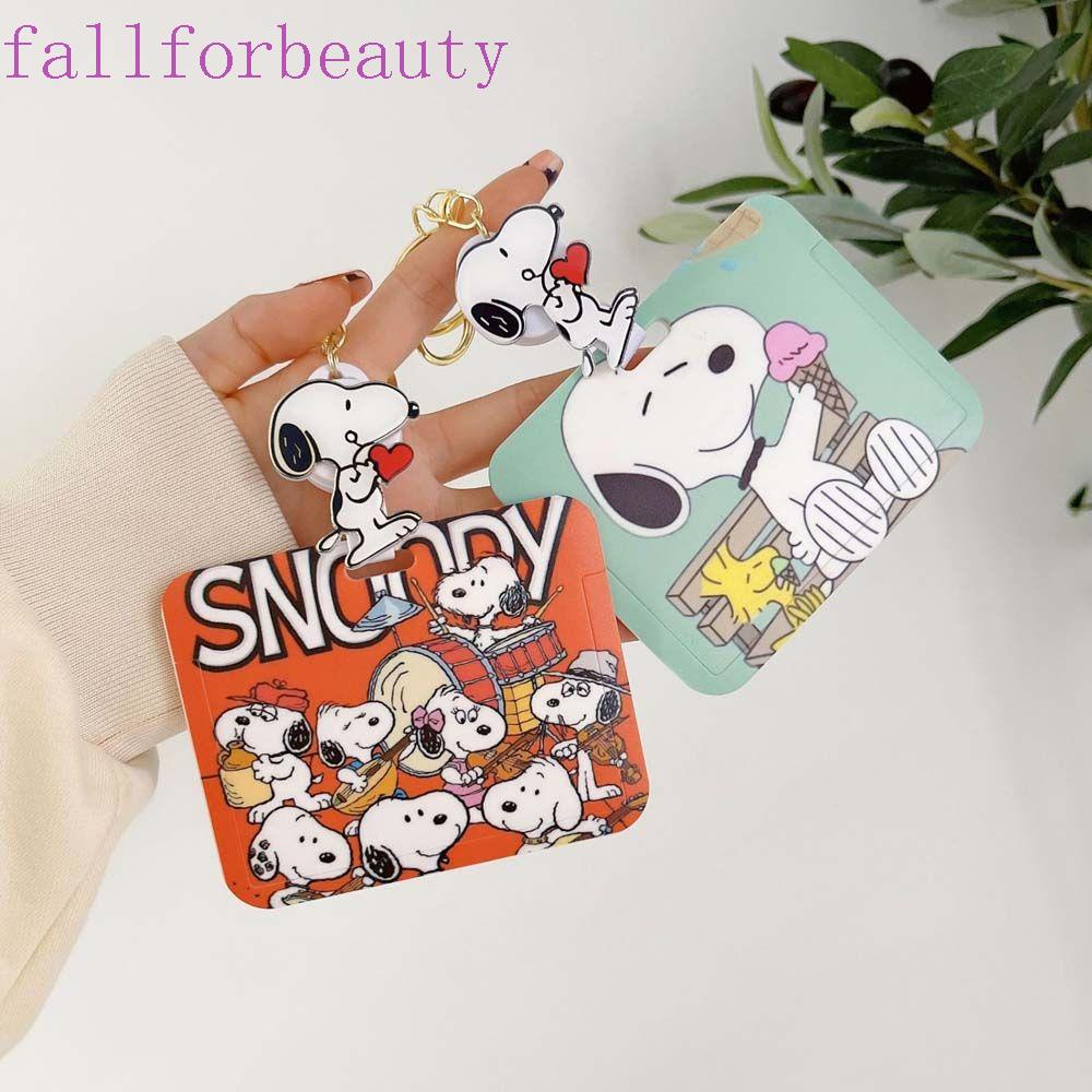 fallforbeauty-พวงกุญแจ-กระเป๋าใส่บัตรเครดิต-บัตรเครดิต-บัตรเครดิต-ลายการ์ตูน-snoopy-สุนัข-ดอกไม้-บัส-พับเก็บได้-สําหรับนักเรียนหญิง