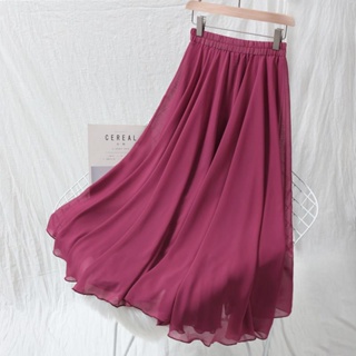 Summer chiffon skirt and ankle fairy skirt half skirt 2020 very fairy net skirt high waist large swing skirt simple style