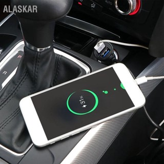  ALASKAR ที่ชาร์จในรถยนต์ QC3.0 การชาร์จอย่างรวดเร็ว 4USB ไฟแสดงสถานะอะแดปเตอร์ชาร์จที่จุดบุหรี่สำหรับรถบรรทุก