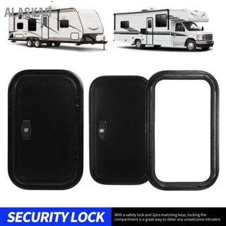 ALASKAR RV Storage Hatch พร้อมล็อคและกุญแจ Heavy Duty Square มุมโค้งมน Black UV Proof Baggage Door สำหรับ Camper Van