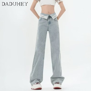 DaDuHey🎈 Korean Style Womens Straight Pants 2023 New Summer Loose Sliding Moving Wide-Leg Casual Jeans