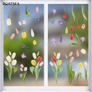 (Boatsea) สติกเกอร์ ลายดอกทิวลิป สีสดใส สําหรับติดตกแต่งผนังบ้าน 1 ชุด